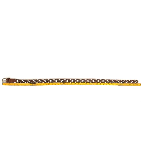 Vintage 1980's Copper Key Braided Leather Belt Size M/28 Tan Brown White Boho - Picture 13 of 14
